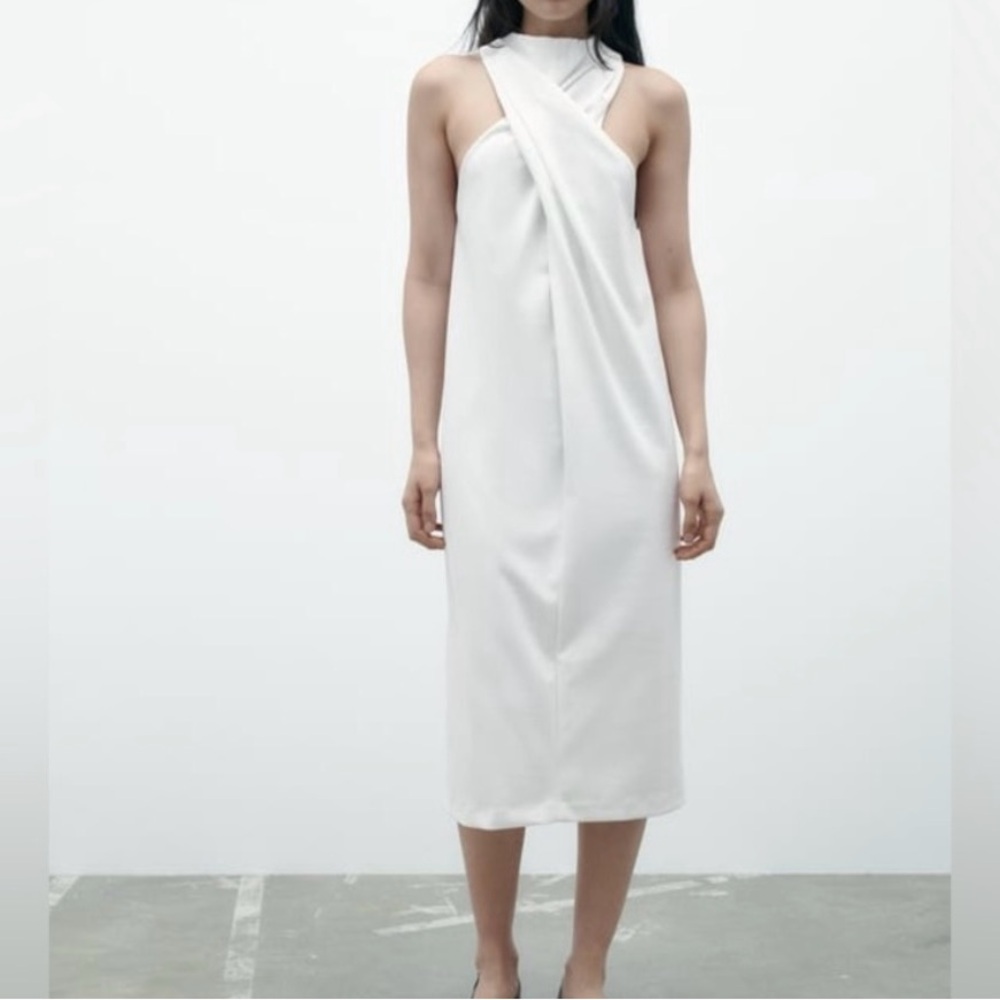 NWT white Zara twist front midi/maxi dress